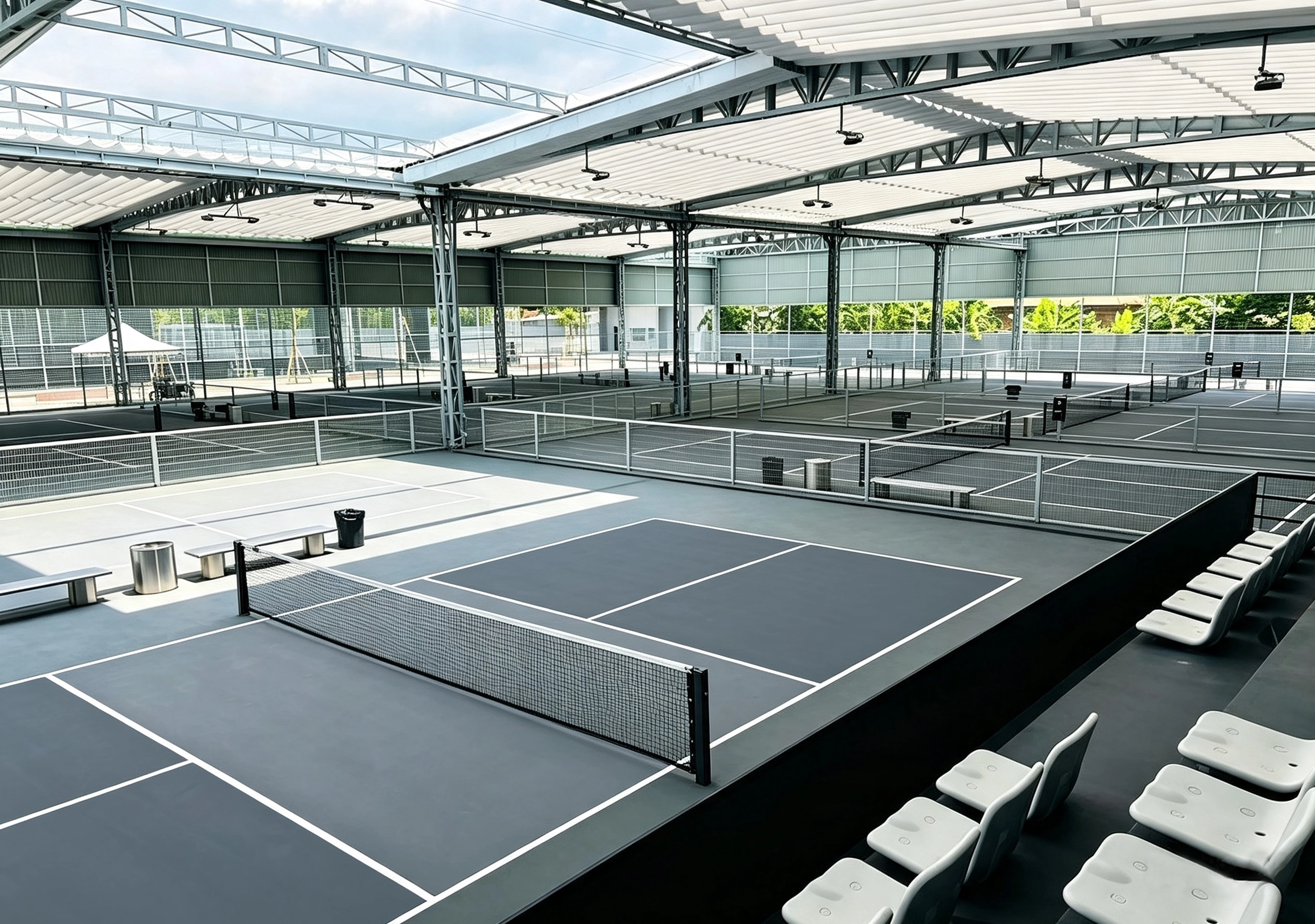 Thi công sân pickleball 10% hạt cao su US LAYKOLD 